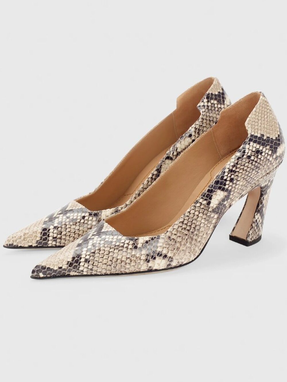 NWOT The Fold London Milano Snake-Embossed Leather Heels 80